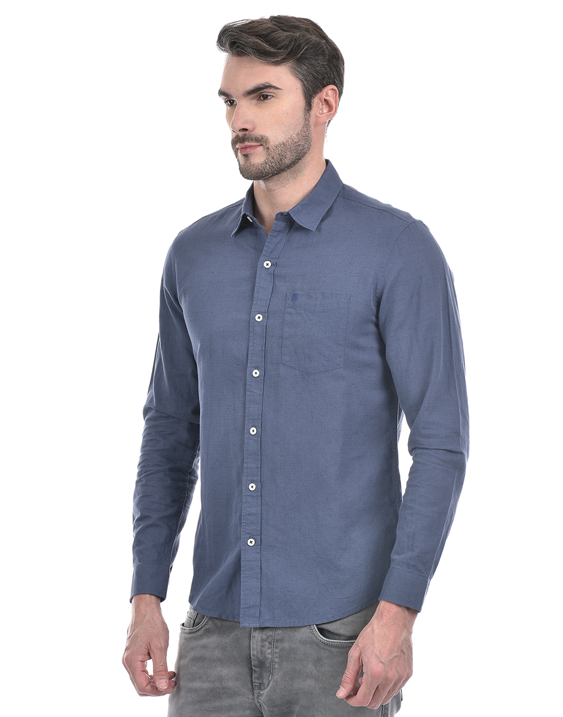 Numero Uno Men Solid Blue Shirt